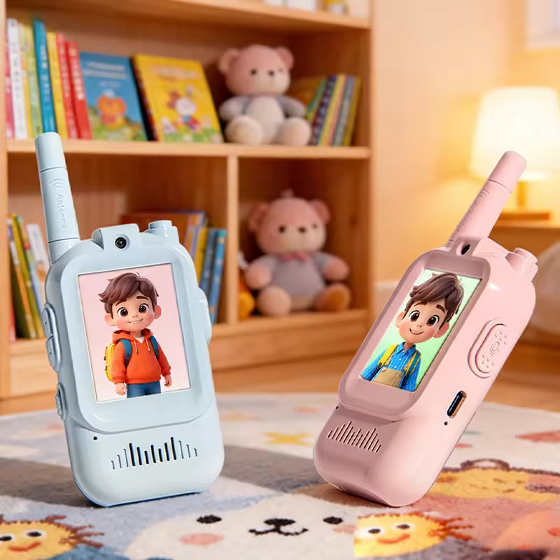 Kids Video Walkie Talkie Toy (2 Pack) – Rechargeable HD Camera Intercom with Voice Changer, Long Range Indoor & Outdoor Play for Boys & Girls