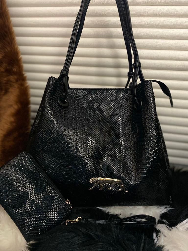 Croco Texture Premium Leather Tote Bag for Women | Large Travel Handbag with Pouch (14x16x8 Inch)