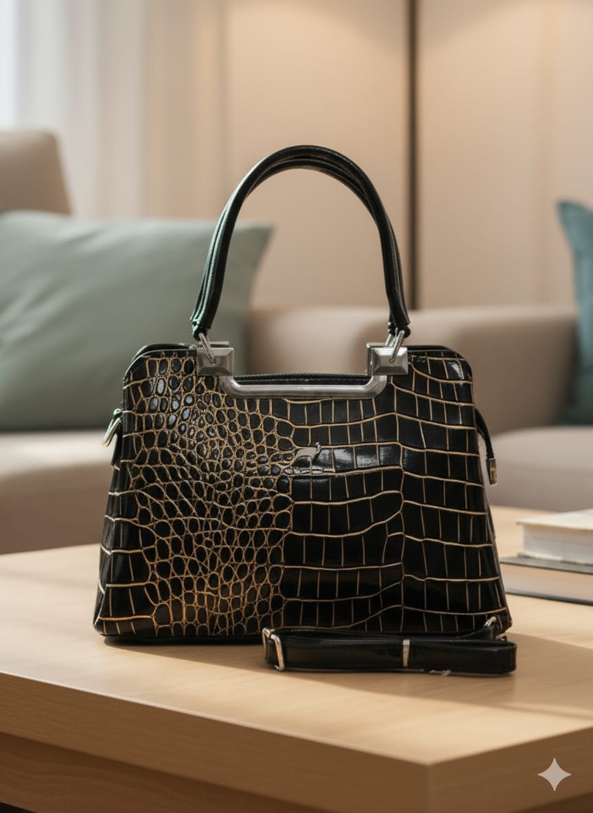 Imported Croco Pattern Handbag for Women | Premium Sling & Tote Style Bag (12x9 Inch)