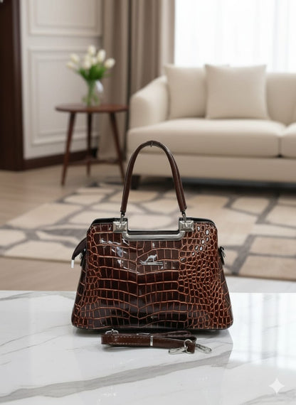 Imported Croco Pattern Handbag for Women | Premium Sling & Tote Style Bag (12x9 Inch)