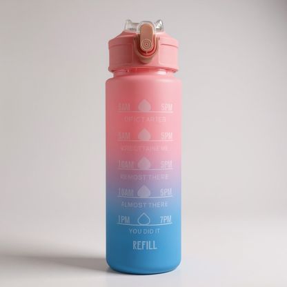 Motivational Time Marker Water Bottle 1L | BPA-Free Leak-Proof Sipper Bottle for Gym, Office, School & Travel